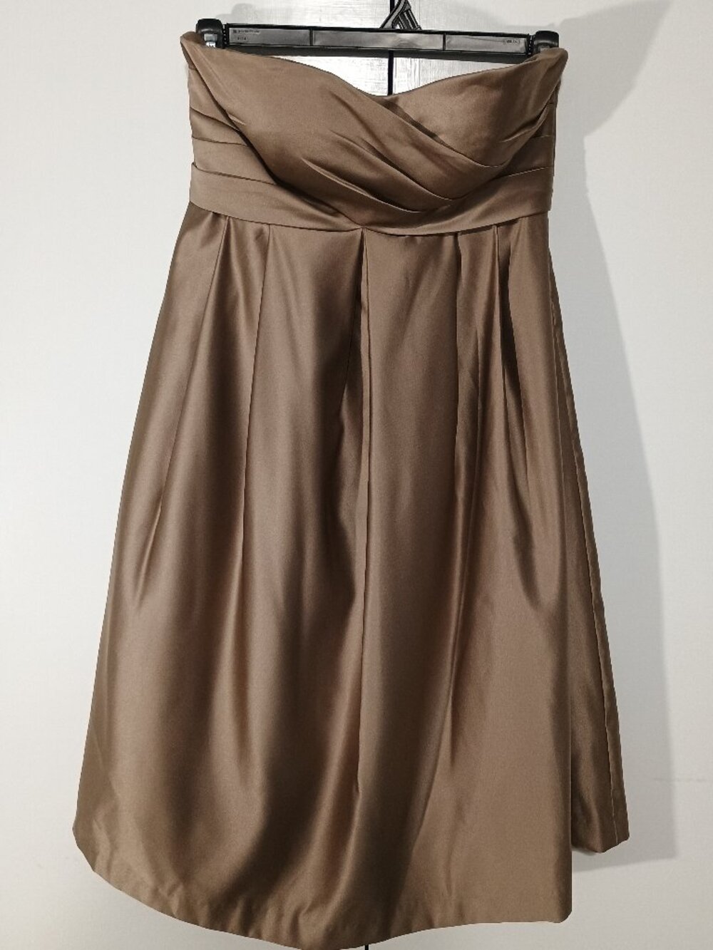 Bill Levkoff Size 8 Taupe Satin Strapless Cocktail Dress Bridesmaid Formal - Picture 2 of 9